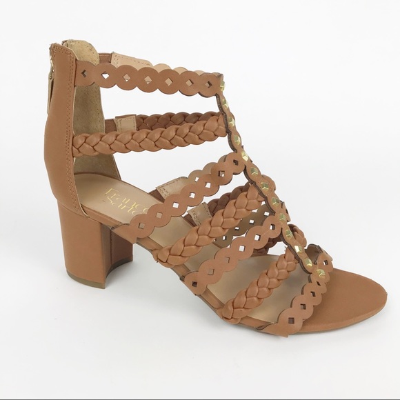 NEW Franco Sarto L-Paisley Cognac Gladiator Block Heel Strappy Studded Shoes - Picture 9 of 9
